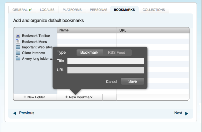 Bookmarks managment